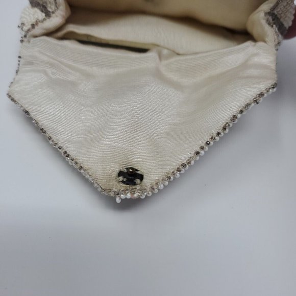 Antique Flapper Girl Art Deco Nouveau Hand Beaded Purse Palm Strap BRIDE WEDDING - Picture 5 of 6